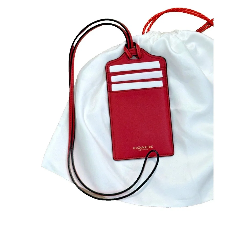 Genuine Coach Red Leather Credit Card Neckwallet w/ID and credit card slots NEW